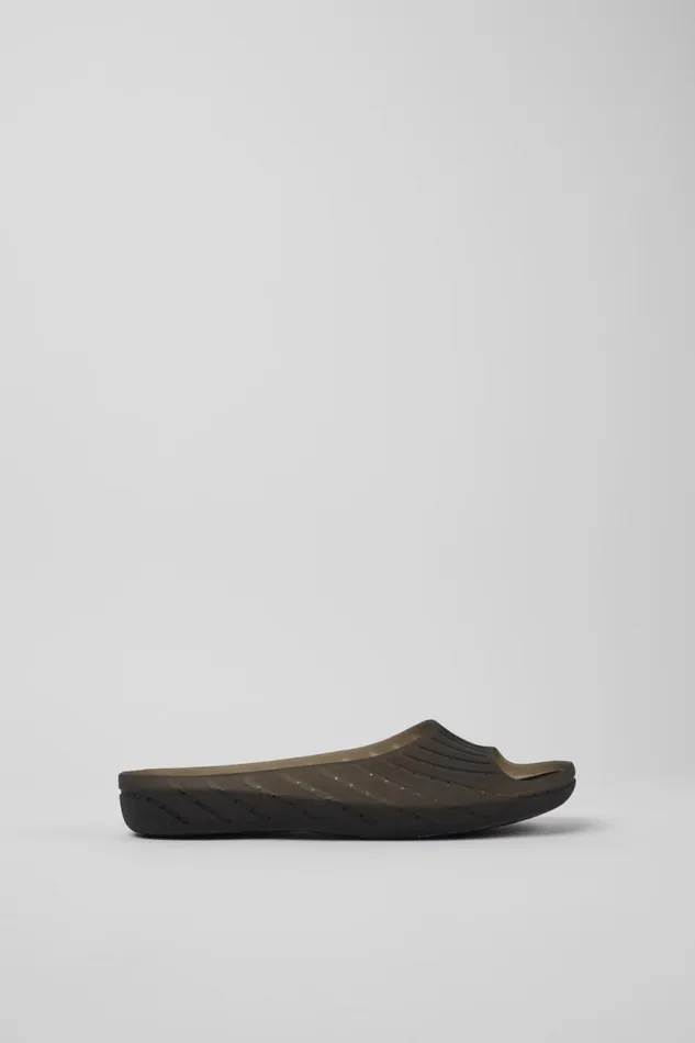 Women Camper Flat Shoes Wabi Black Monomaterial Sandals