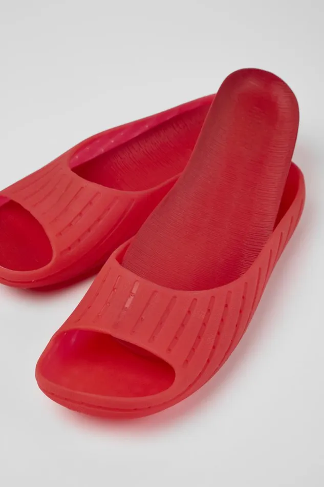 Women Camper Flat Shoes Wabi Red Monomaterial Sandals