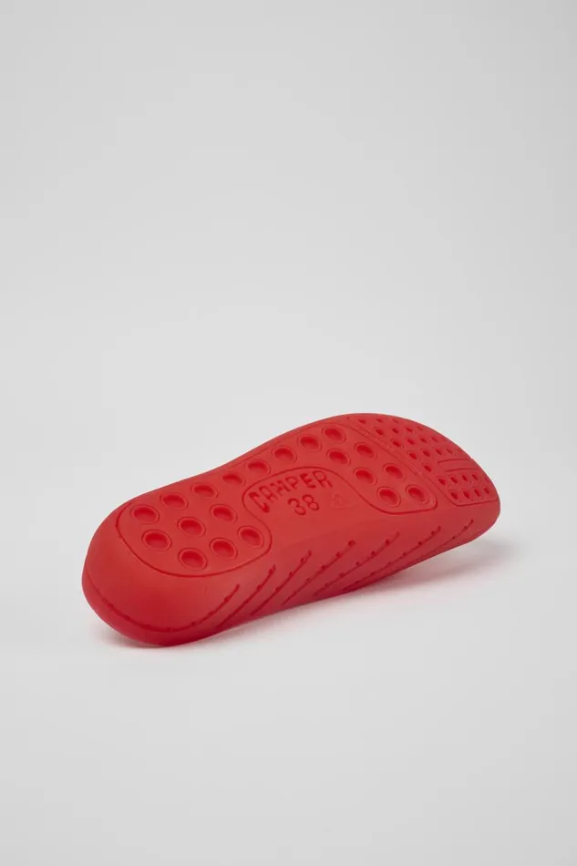 Women Camper Flat Shoes Wabi Red Monomaterial Sandals