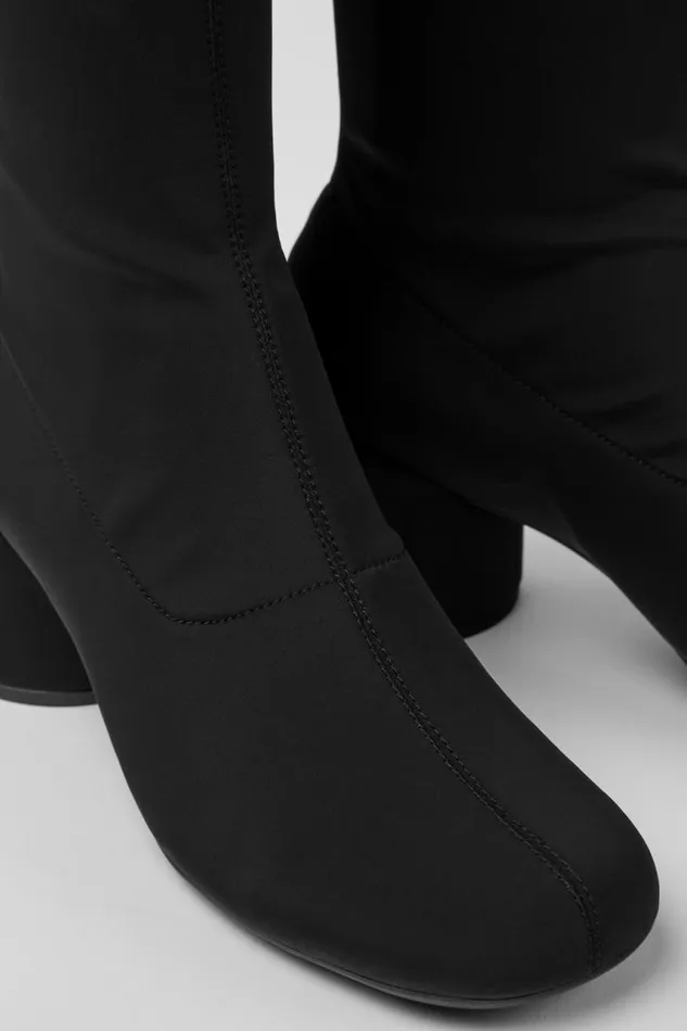 Women Camper Heels Niki Black Recycled PET Knee High Boots