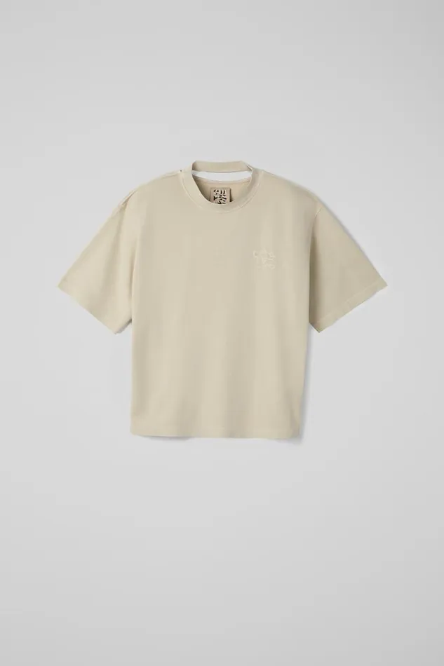 Women Camper Jersey TShirt Beige Organic Cotton TShirt