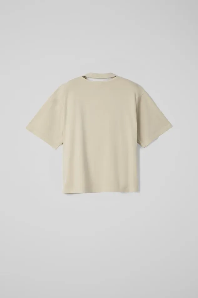 Women Camper Jersey TShirt Beige Organic Cotton TShirt