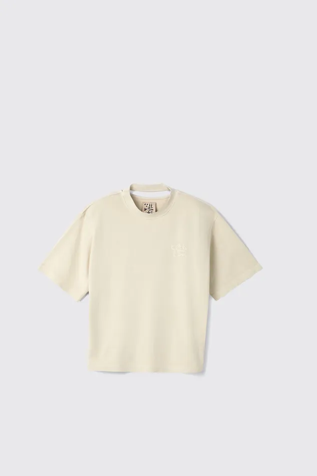 Women Camper Jersey TShirt Beige Organic Cotton TShirt