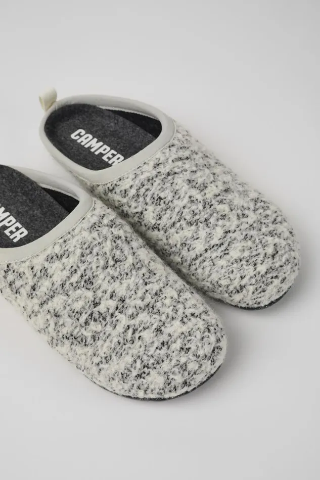 Women Camper Non Leather Shoes Wabi White And Black Slippers