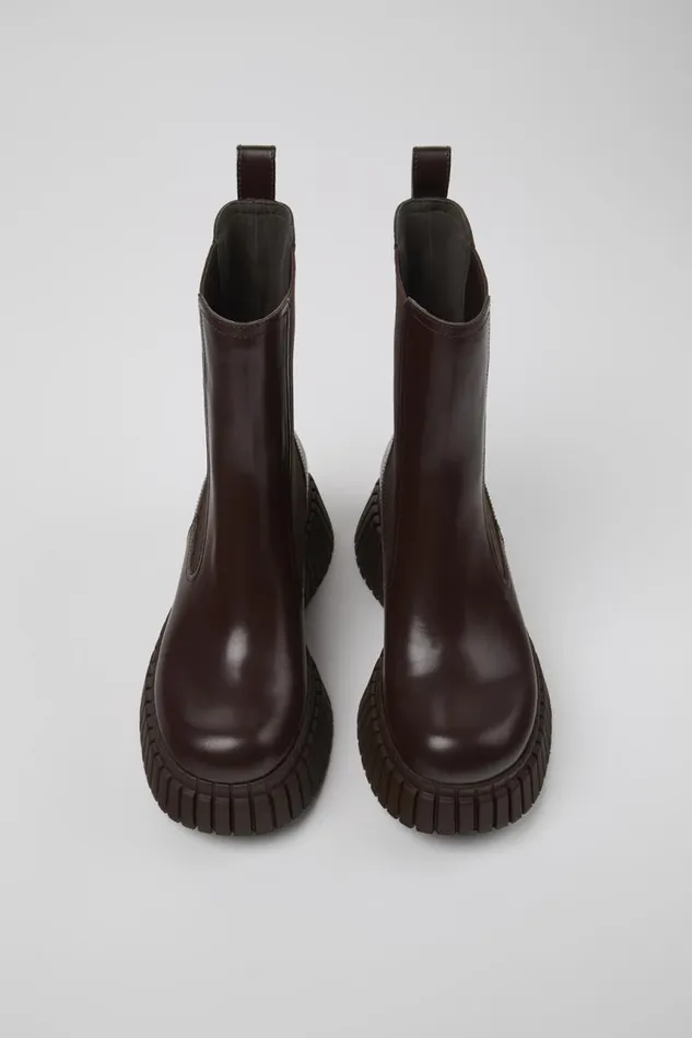 Women Camper Wedges BCN Brown Leather Chelsea Boots Women Camper Wedges BCN Brown Leather Chelsea Boots