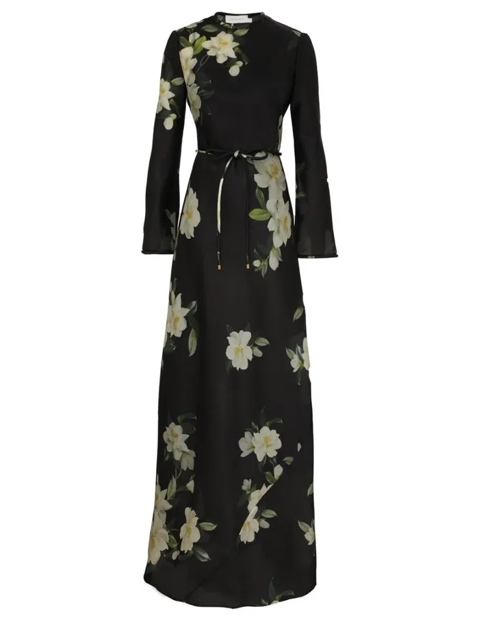 Women Clothing Zimmermann Harmony Bias Slip Dress Black Magnolia