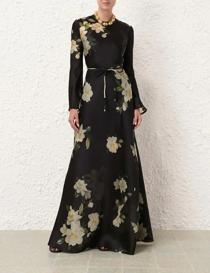 Women Clothing Zimmermann Harmony Bias Slip Dress Black Magnolia