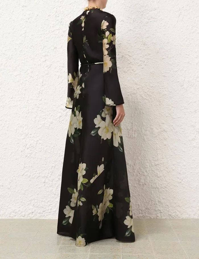 Women Clothing Zimmermann Harmony Bias Slip Dress Black Magnolia