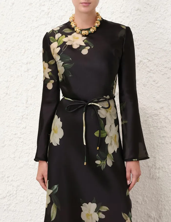 Women Clothing Zimmermann Harmony Bias Slip Dress Black Magnolia