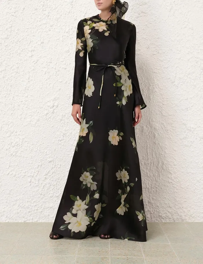 Women Clothing Zimmermann Harmony Bias Slip Dress Black Magnolia