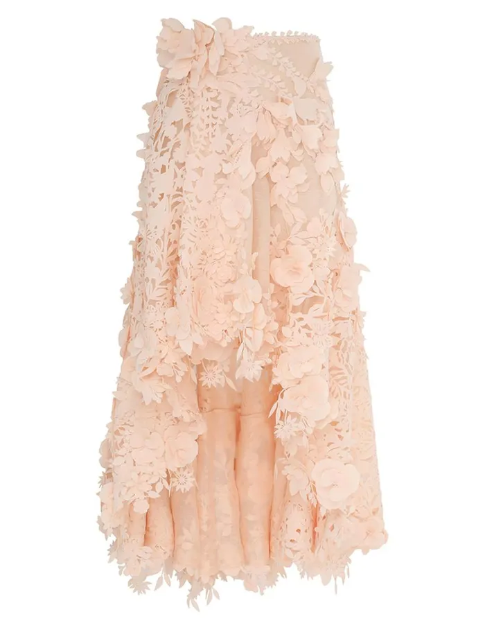 Women Clothing Zimmermann Natura Lasercut Skirt Light Peach