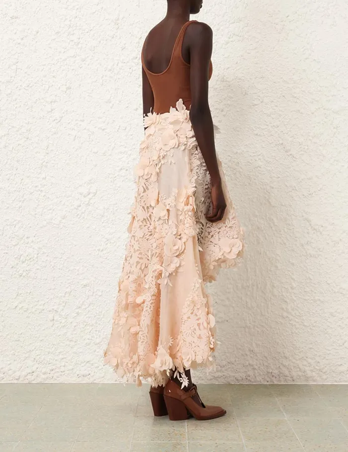 Women Clothing Zimmermann Natura Lasercut Skirt Light Peach
