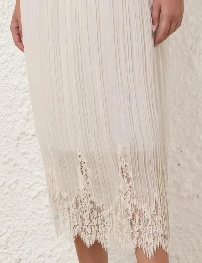 Women Clothing Zimmermann Pleated Skirt Cream