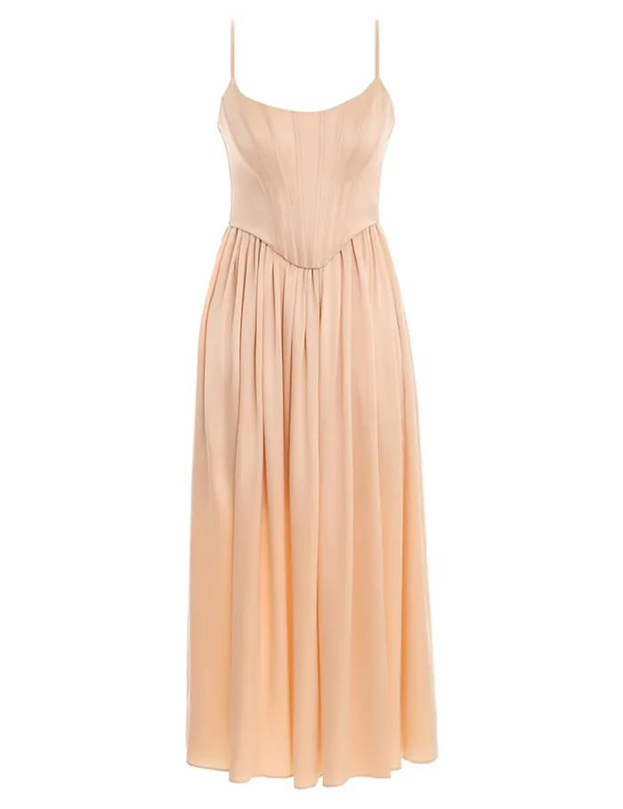 Women Clothing Zimmermann Silk Corset Dress Sand