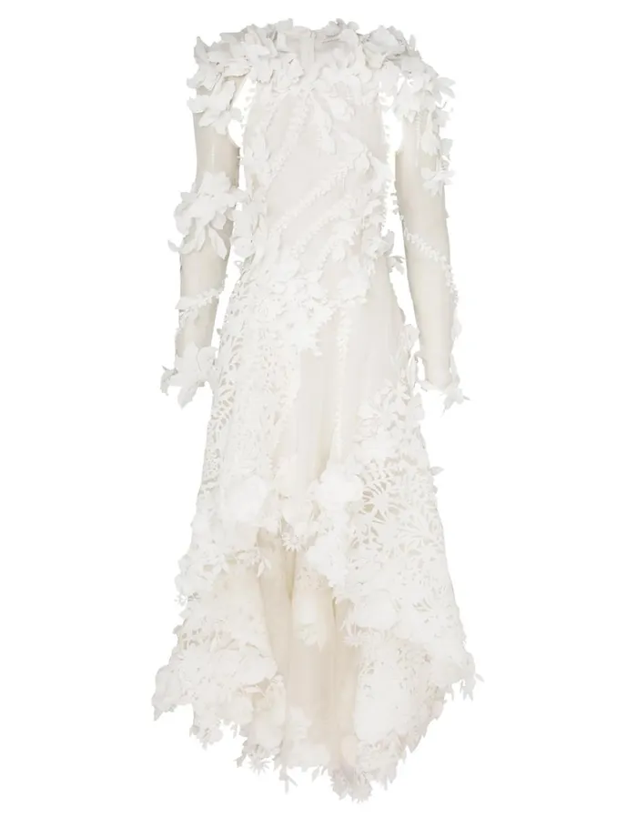 Women Clothing Zimmermann Tranquillity Lasercut Midi Ivory