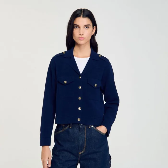 Women Coatigans SANDRO Knit Coatigan Blue