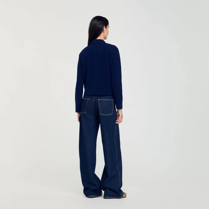 Women Coatigans SANDRO Knit Coatigan Blue