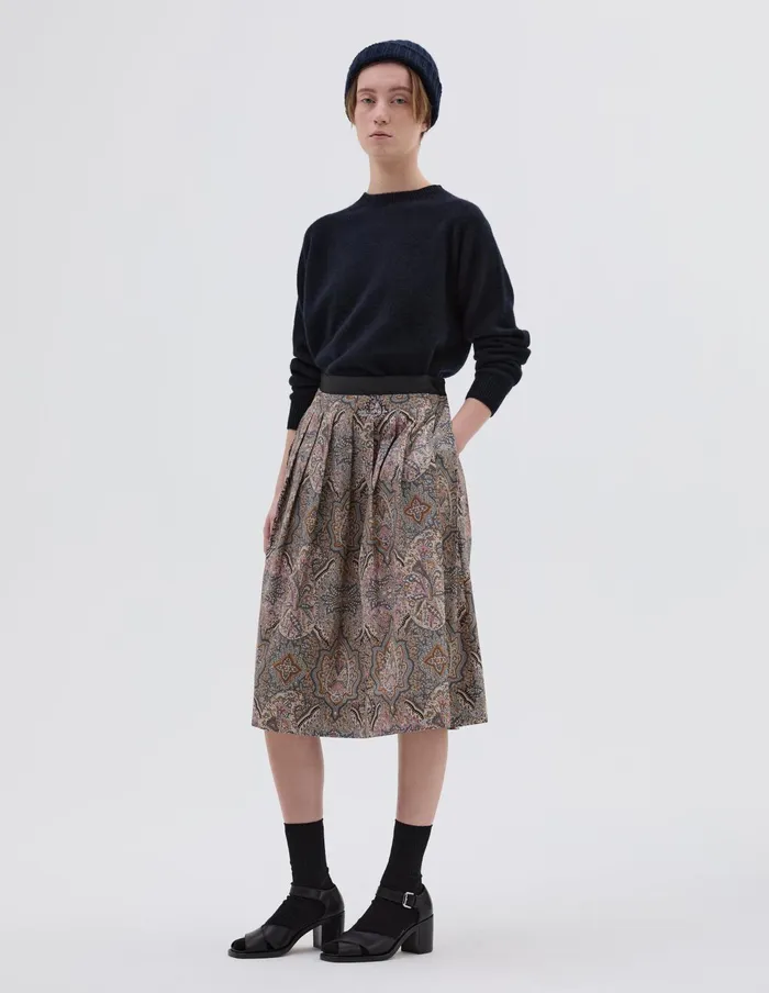Women Contrast Waistband Skirt Petrol Sand Pink Margaret Howell Skirts