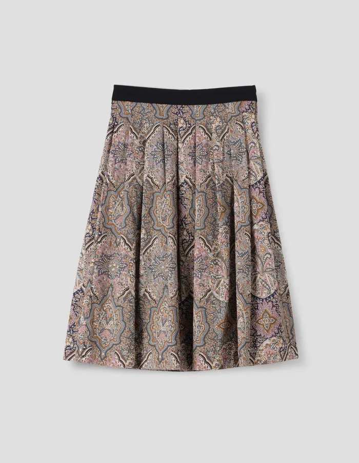 Women Contrast Waistband Skirt Petrol Sand Pink Margaret Howell Skirts