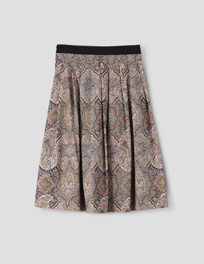 Women Contrast Waistband Skirt Petrol Sand Pink Margaret Howell Skirts