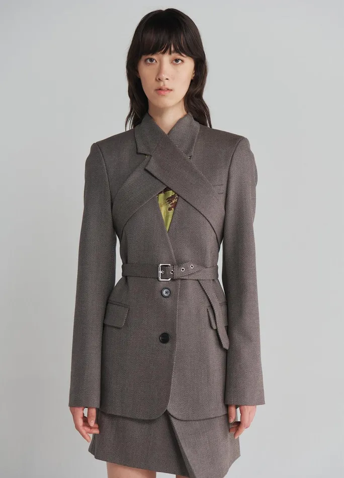 Women Criss Cross Front Jacket MONSE Jackets and Coats