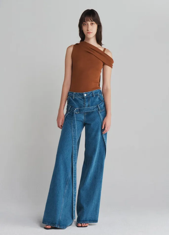 Women Deconstructed Wrap Denim Jeans MONSE Bottoms