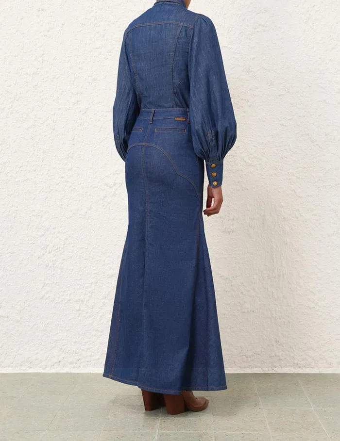 Women Denim Zimmermann Denim Corset Shirt Railway Blue