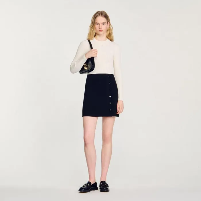 Women Dresses SANDRO Knit Dress Ecru Black