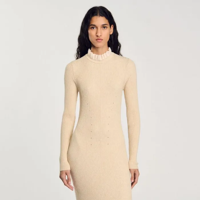 Women Dresses SANDRO Knit Maxi Dress Beige