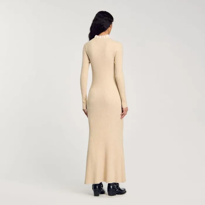Women Dresses SANDRO Knit Maxi Dress Beige