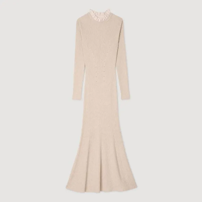 Women Dresses SANDRO Knit Maxi Dress Beige