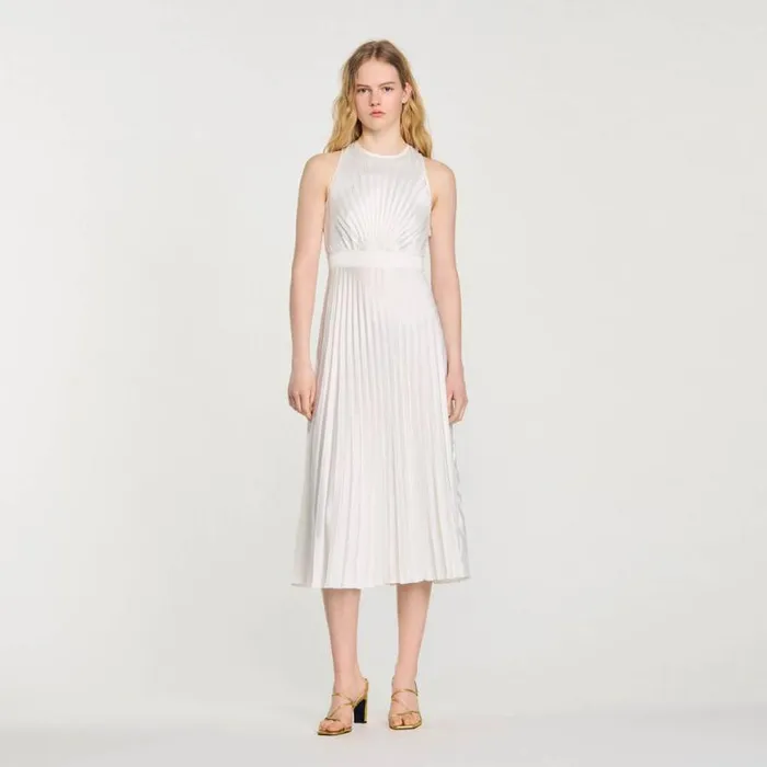 Women Dresses SANDRO Pleated Maxi Dress Ecru