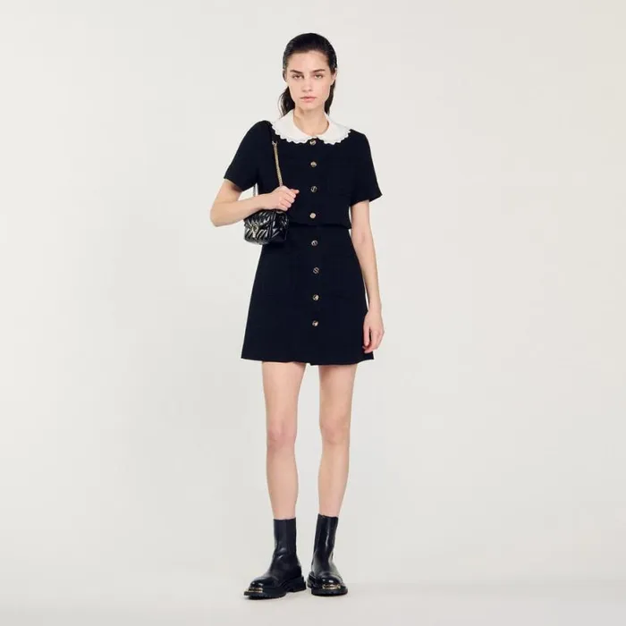 Women Dresses SANDRO Short Tweed Dress Black