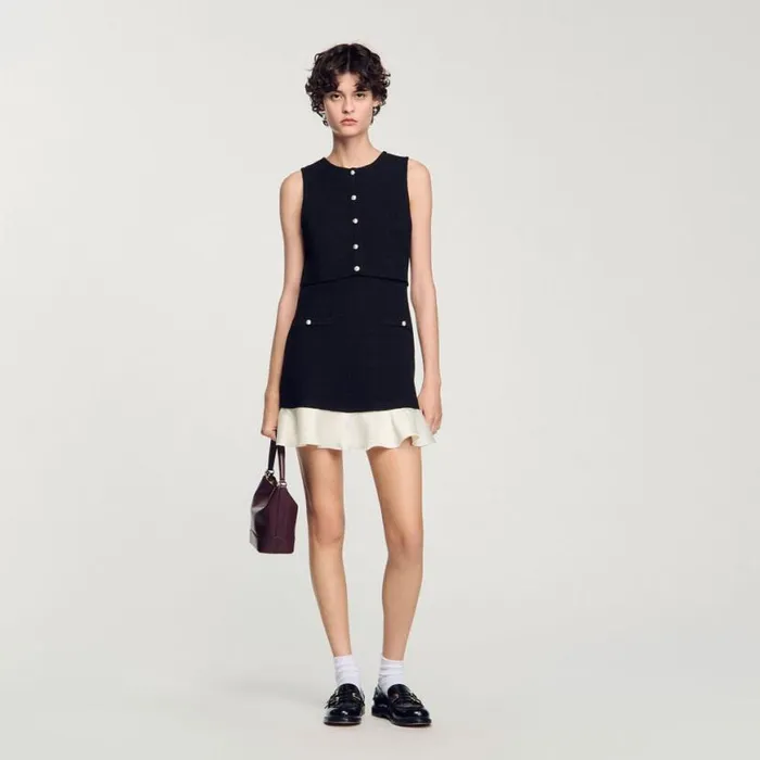 Women Dresses SANDRO Twotone Tweed Short Dress Black