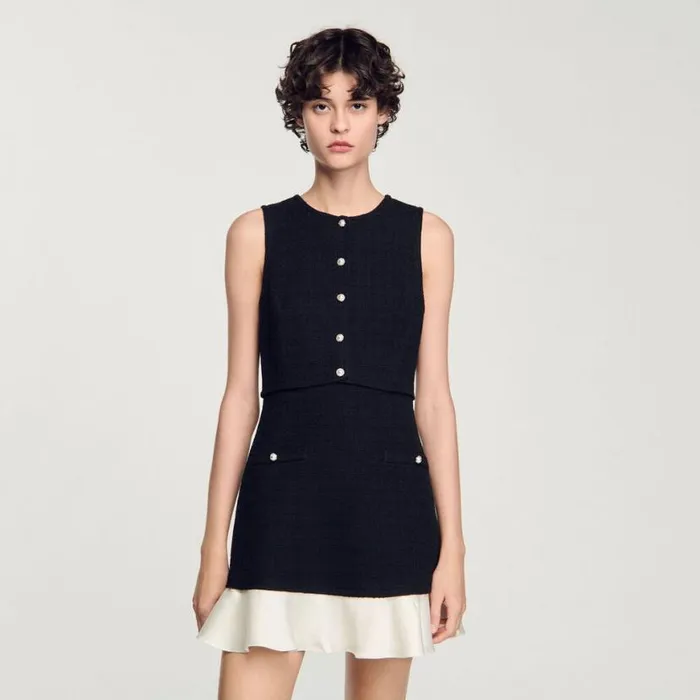 Women Dresses SANDRO Twotone Tweed Short Dress Black