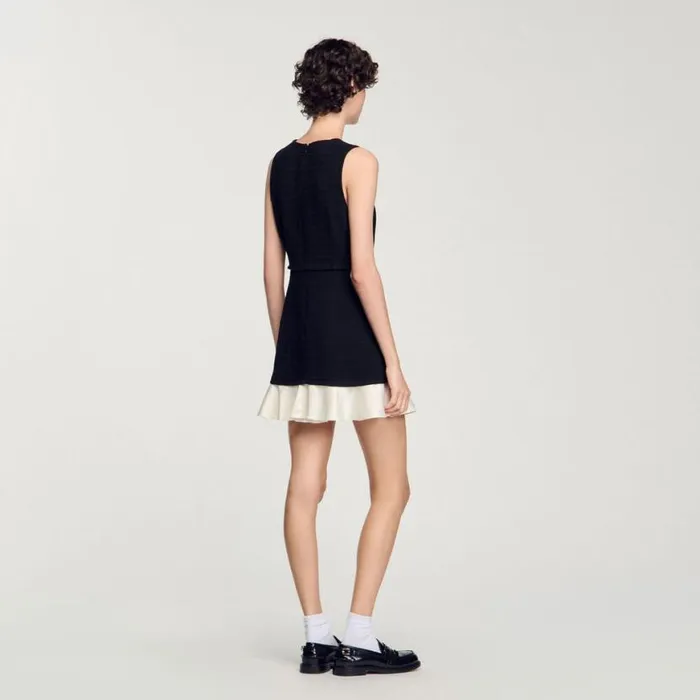 Women Dresses SANDRO Twotone Tweed Short Dress Black