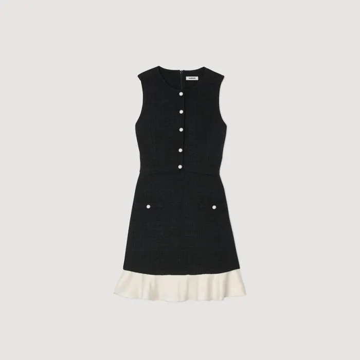 Women Dresses SANDRO Twotone Tweed Short Dress Black