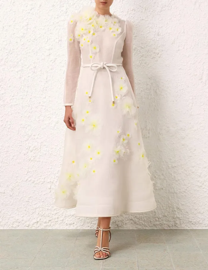 Women Dresses Zimmermann Matchmaker Daisy Midi Dress Ivory