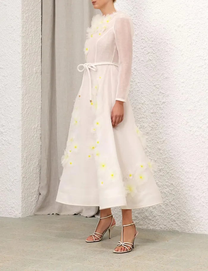 Women Dresses Zimmermann Matchmaker Daisy Midi Dress Ivory