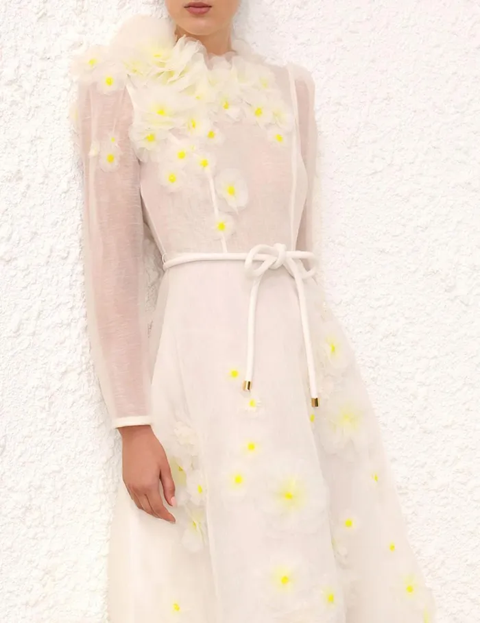 Women Dresses Zimmermann Matchmaker Daisy Midi Dress Ivory