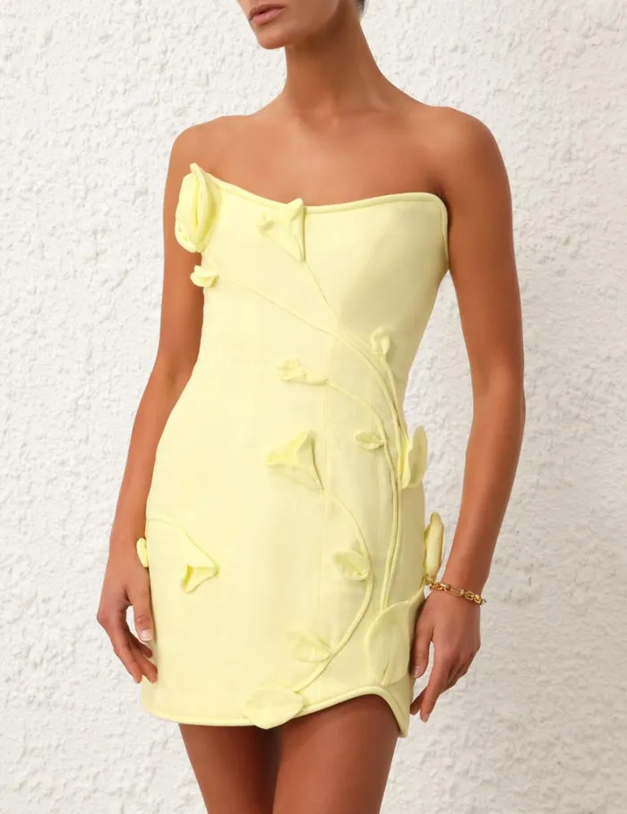 Women Dresses Zimmermann Matchmaker Rose Mini Lemon