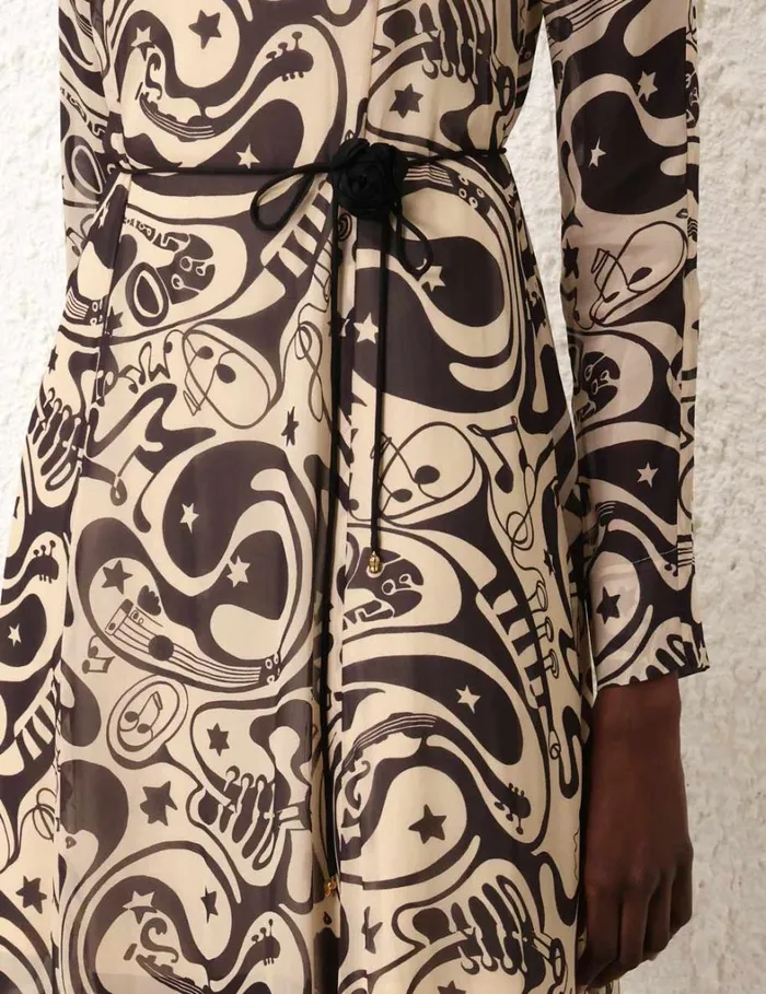 Women Dresses Zimmermann Matchmaker Sheath Dress Blacktea Abstract Musical
