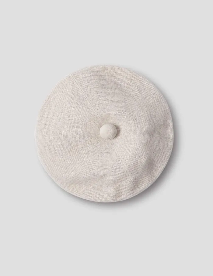 Women Felted Pom Pom Beret Cream Margaret Howell Hats