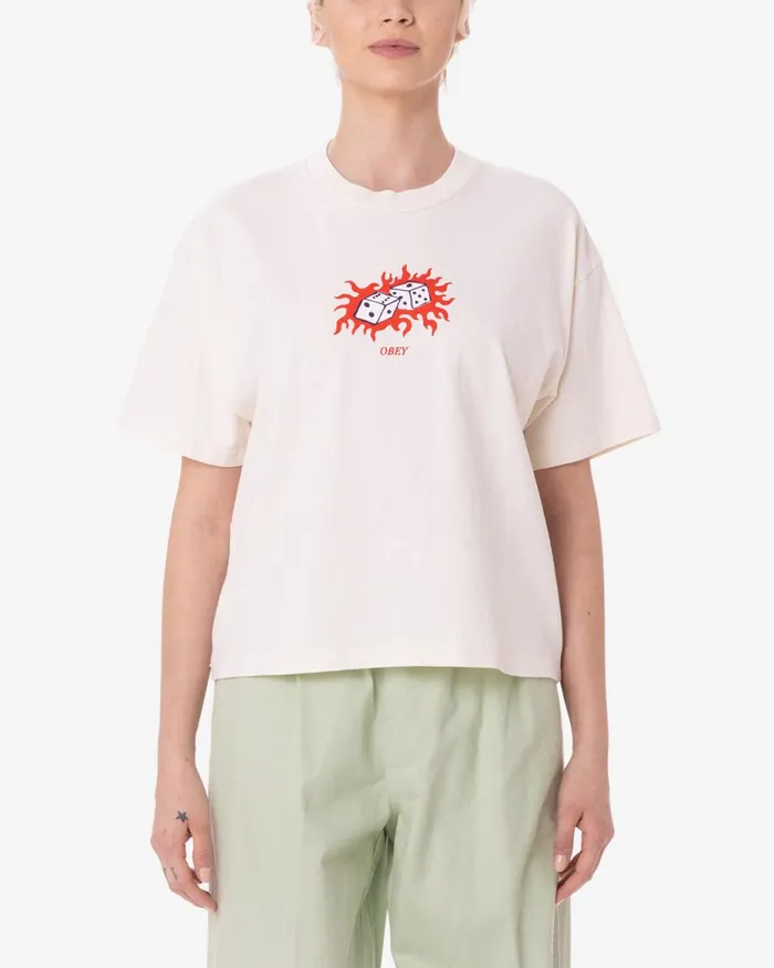 Women FLAMMING DICE RAEGAN TSHIRT Unbleached OBEY Clothing TSHIRTS