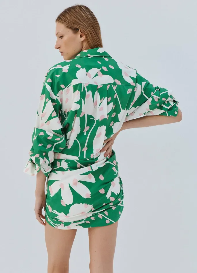 Women Floral Print Wrap Shirt Dress MONSE Dresses
