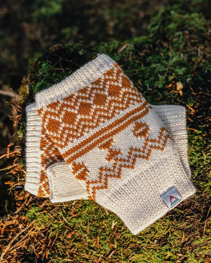 Women Gloves Passenger Flurry Recycled Fleece Lined Fingerless Mittens Glazed Ginger Glazed Ginger