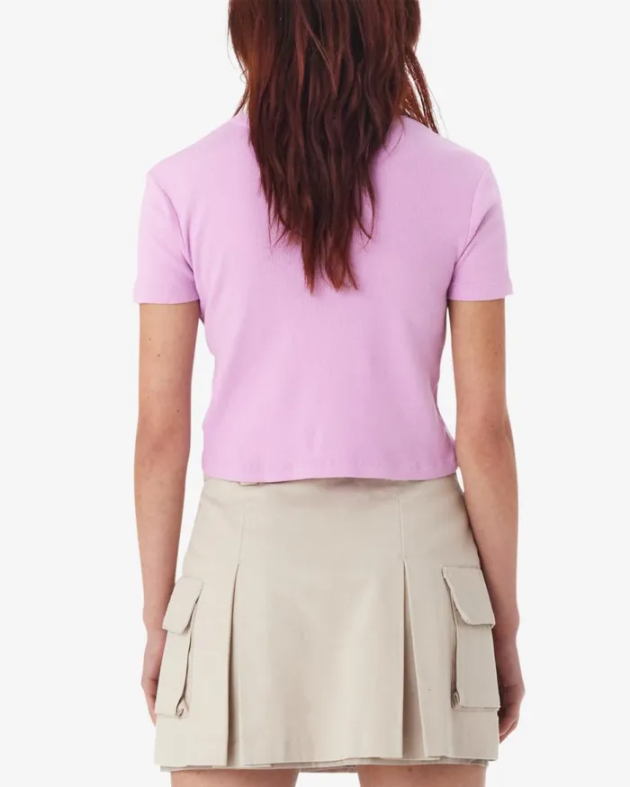 Women HALFTONE ANGEL CROPPED RIB TSHIRT Pastel Lavender OBEY Clothing TSHIRTS Women HALFTONE ANGEL CROPPED RIB TSHIRT Pastel Lavender OBEY Clothing TSHIRTS