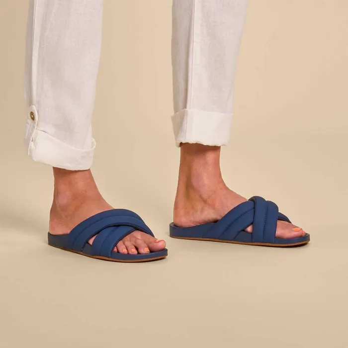 Women Hila Womens Puffy Slide Sandals Moonlit Ocean Olukai Slides