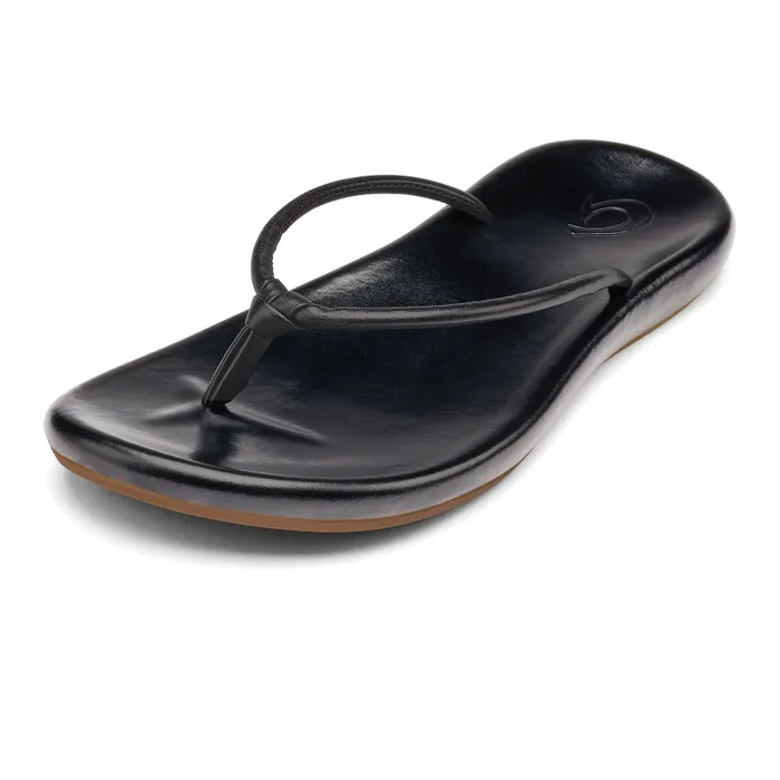 Women Huawai Womens Versatile Leather Sandals Black Olukai Leather Women Huawai Womens Versatile Leather Sandals Black Olukai Leather