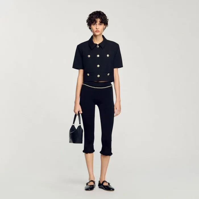 Women Jackets and Blazers SANDRO Shortsleeved Jacket Black